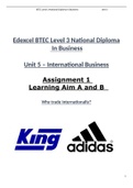 Edexcel BTEC Level 3 National Diploma in Business (sixth form- year 12) - International Business (why trade internationally?)