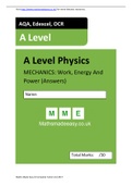 A Level Physics Mechanics: Work, Energy, and power exam questions