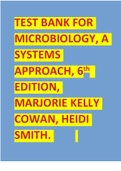 TEST BANK FOR MICROBIOLOGY, A SYSTEMS APPROACH, 6th  EDITION, MARJORIE KELLY COWAN, HEIDI SMITH.