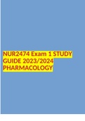 NUR2474 Exam 1 STUDY GUIDE 2023/2024 PHARMACOLOGY