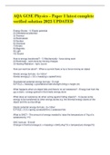 AQA GCSE Physics - Paper 1 latest complete verified solution 2023 UPDATED 