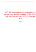 ATI RN Comprehensive Predictor Questions And Answers 2019 Form A | Re-Tested Dec 2022| Graded A+