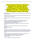 Criminological Theories&colon; Module 3  chapter 7 & 8&comma; Introduction to  Criminological Theories Module  II&lpar;chapter 4-6&rpar;&comma; Ch&period; 1 Introduction to  Criminological Theory&comma; final copy