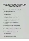 CHEMISTRY EXAM REACTIONS EXAM TEST QUESTIONS AND ANSWERS &lpar;2022&sol;2023&rpar; &lpar;VERIFIED ANSWERS&rpar;