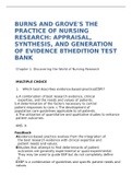 B URNS AND GROVE'S THE  PRACTICE OF NURSING  RESEARCH: APPRAISAL,  SYNTHESIS, AND GENERATION  OF EVIDENCE 8THEDITION TEST  BAN