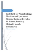 Test Bank for Microbiology: The Human Experience (Second Edition) By: John W. Foster; Zarrintaj Aliabadi; Joan L. Slonczewski All Chapters Covered