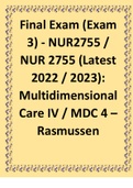 Final Exam (Exam 3) - NUR2755  NUR 2755 (Latest 2022  2023) Multidimensional Care IV  MDC 4 – Rasmussen