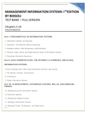 MANAGEMENT INFORMATION SYSTEMS 9TH EDITION BY BIDGOLI TEST BANK – FULL VERSION Chapters 1-14 