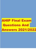 AHIP Final Exam Questions And Answers 2021/2022
