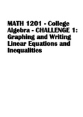 MATH 1201 - College Algebra - CHALLENGE 1: Graphing and Writing Linear Equations and Inequalities