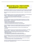 Mineral Security: AQA ALEVEL  GEOGRAPHY (resources)