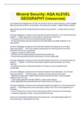 Mineral Security&colon; AQA ALEVEL  GEOGRAPHY &lpar;resources&rpar;