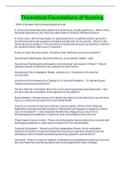 Theoretical Foundations of Nursing
