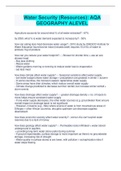 Water Security &lpar;Resources&rpar;&colon; AQA  GEOGRAPHY ALEVEL