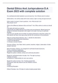 Dental Ethics And Jurisprudence D&period;A Exam 2023 with complete solution
