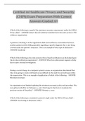 Certified in Healthcare Privacy and Security &lpar;CHPS&rpar; Exam Preparation With Correct Answers Graded A&plus;