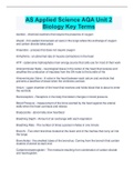 AS Applied Science AQA Unit 2  Biology Key Terms