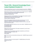 Texas CDL- General Knowledge Exam Latest Updated Graded A&plus;