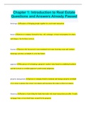 Chapter 1&colon; Introduction to Real Estate Questions and Answers Already Passed