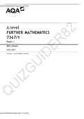 A-level FURTHER MATHEMATICS 7367/1 Paper 1[MARK SCHEME]DOWNLOAD TO PASS