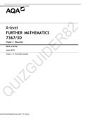 A-level FURTHER MATHEMATICS 7367/3D Paper 3 Discrete[MARK SCHEME]DOWNLOAD TO PASS