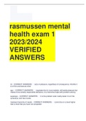 rasmussen mental health exam 1 2023/2024 VERIFIED ANSWERS 