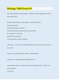 Biology 1000 Exam &num;1 &vert; 100 Questions with 100&percnt; Correct Answers &vert; Updated 2023