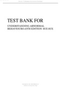 TEST BANK FOR UNDERSTANDING ABNORMAL BEHAVIOURS 1OTH EDITION SUE&period;