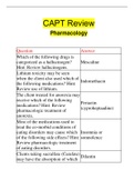 CAPT Review Pharmacology &vert; 180 Questions with 100&percnt; Correct Answers &vert; Updated &vert; Download to score A&plus; &vert; 42 Pages