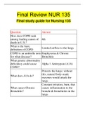Final Review NUR 135 Final study guide for Nursing 135 | 500 Questions with 100% Correct Answers | Updated | Download to score A+ | 73 Pages