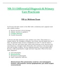 Midterm Exam - NR511 / NR 511 (Latest 2023 / 2024) : Differential Diagnosis & Primary Care Practicum - Chamberlain