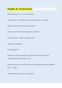 Health A&colon; Final Exam &vert; Questions with 100&percnt; Correct Answers &vert; Updated &vert; Download to score A&plus;