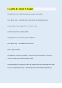 Health A&colon; Unit 1 Exam &vert; Questions with 100&percnt; Correct Answers &vert; Updated &vert; Download to score A&plus;