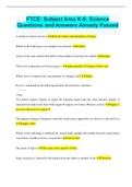 FTCE&colon; Subject Area K-6&colon; Science Questions and Answers Already Passed