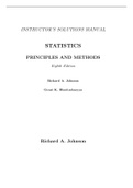 Instructor's Solution Manual for Statistics Principles And Methods 8th Edition by Richard A. Johnson