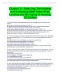 Chapter 21&colon; Selecting&comma; Developing&comma;  and Evaluating Staff Yoder-Wise&colon;  Leading and Managing in Nursing&comma;  7th Edition
