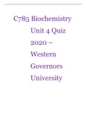 Western Governors University C785 Biochemistry Final Exam 2020 | C 785 Biochemistry Final Exam 2020 –( Download to Score A)