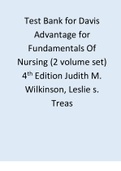 Test Bank for Davis Advantage for Fundamentals Of Nursing &lpar;2 volume set&rpar; 4th Edition Judith M&period; Wilkinson&comma; Leslie s&period; Treas