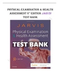 PHYSICAL EXAMINATION & HEALTH ASSESSMENT - &lpar;QUESTIONS & ANSWERS&rpar; 8th EDITION JARVIS TEST BANK LATEST UPDATE