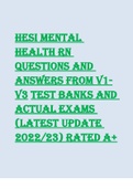 HESI Mental Health RN Questions and Answers from V1-V3 Test Banks and Actual Exams (Latest Update 2022/23) Rated A+