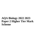 AQA Biology 2022 2023 Paper 2 Higher Tier Mark Scheme
