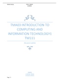 TMA03 INTRODUCTION TO  COMPUTING AND  INFORMATION TECHNOLOGY1  TM111 []