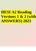 HESI A2 Reading Passages Versions 1 & 2 (with ANSWERS) 2023