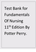 Test Bank for Fundamentals Of Nursing 11th Edition By Potter Perry