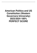 American Politics and US Constitution &lpar;Western Governors University&rpar; 2023&sol;2024 100&percnt; PERFECT SCORE 