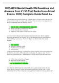 2023-HESI Mental Health RN Questions and Answers from V1-V3 Test Banks from Actual Exams 2022) Complete Guide Rated A+