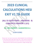 2023 Hesi Clinical Calculations Hesi Exit Exam: Version 1 (V1) TB Guide - All 55 Q&A - Guaranteed A+ 