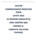 VATI PN COMPREHENSIVE PREDICTOR EXAM LATEST 2023 10 VERSIONS &lpar;EXAM SETS&rpar; 100&percnt; VERIFIED Q&A GRADED A&plus; COMPLETE SOLUTION PACKAGE