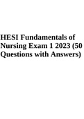 HESI Fundamentals of Nursing Exam 1 2023 (50 Questions with Answers)