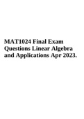 MAT1024 Final Exam Questions Linear Algebra and Applications Apr 2023.